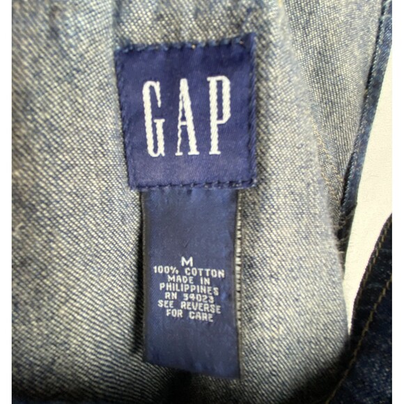 Vintage GAP Baggy Overalls Womens Medium Dark Blue Wash Denim Wide Leg Grunge - Picture 6 of 10